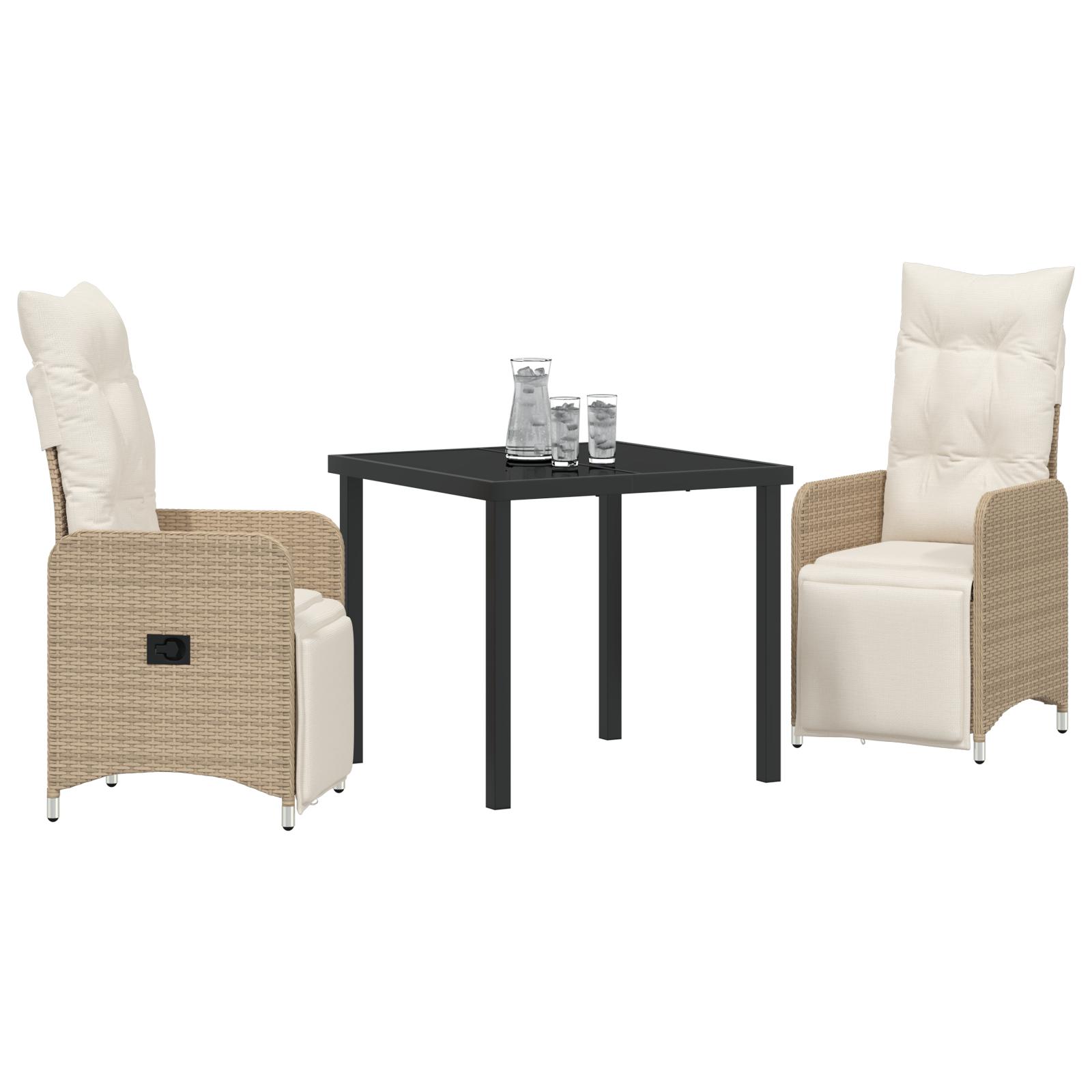 Have Spisebordssæt med pude 3 stk Beige Poly rattan billede