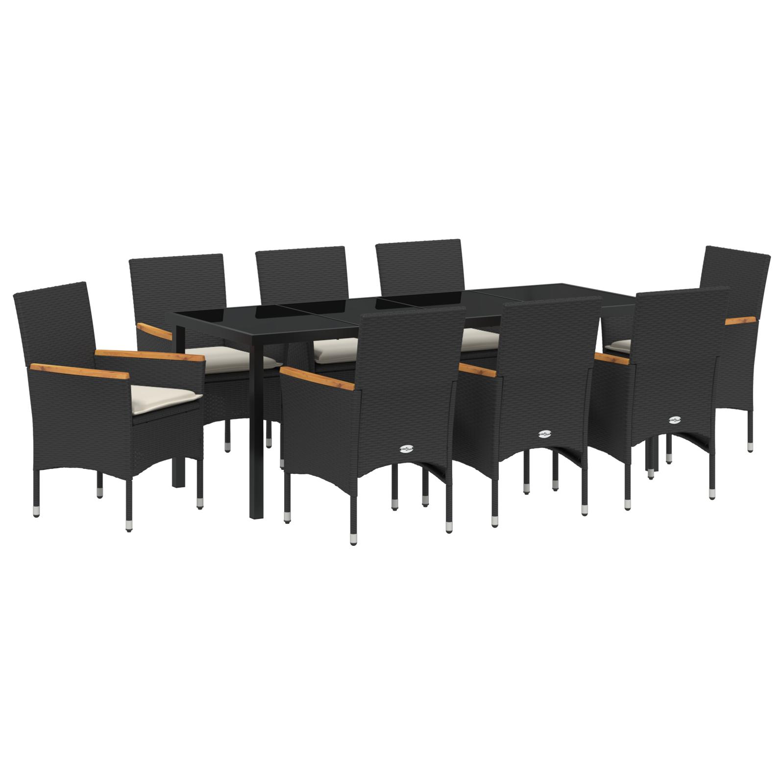 Have Spisebordssæt med pude 9 stk Sort Poly rattan billede