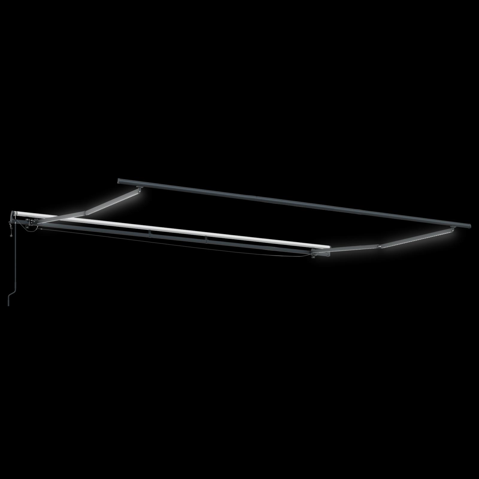 Automatisk Udtækkelig Markise med LED Sort 450x350 cm,  Markise Erstatningstof til 4,5x3,5 m Ramme Sort