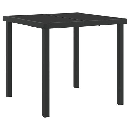 5-delt have spisebord sæt med puder beige poly rattan, havebord sort 80x80x73 cm hærdet glas