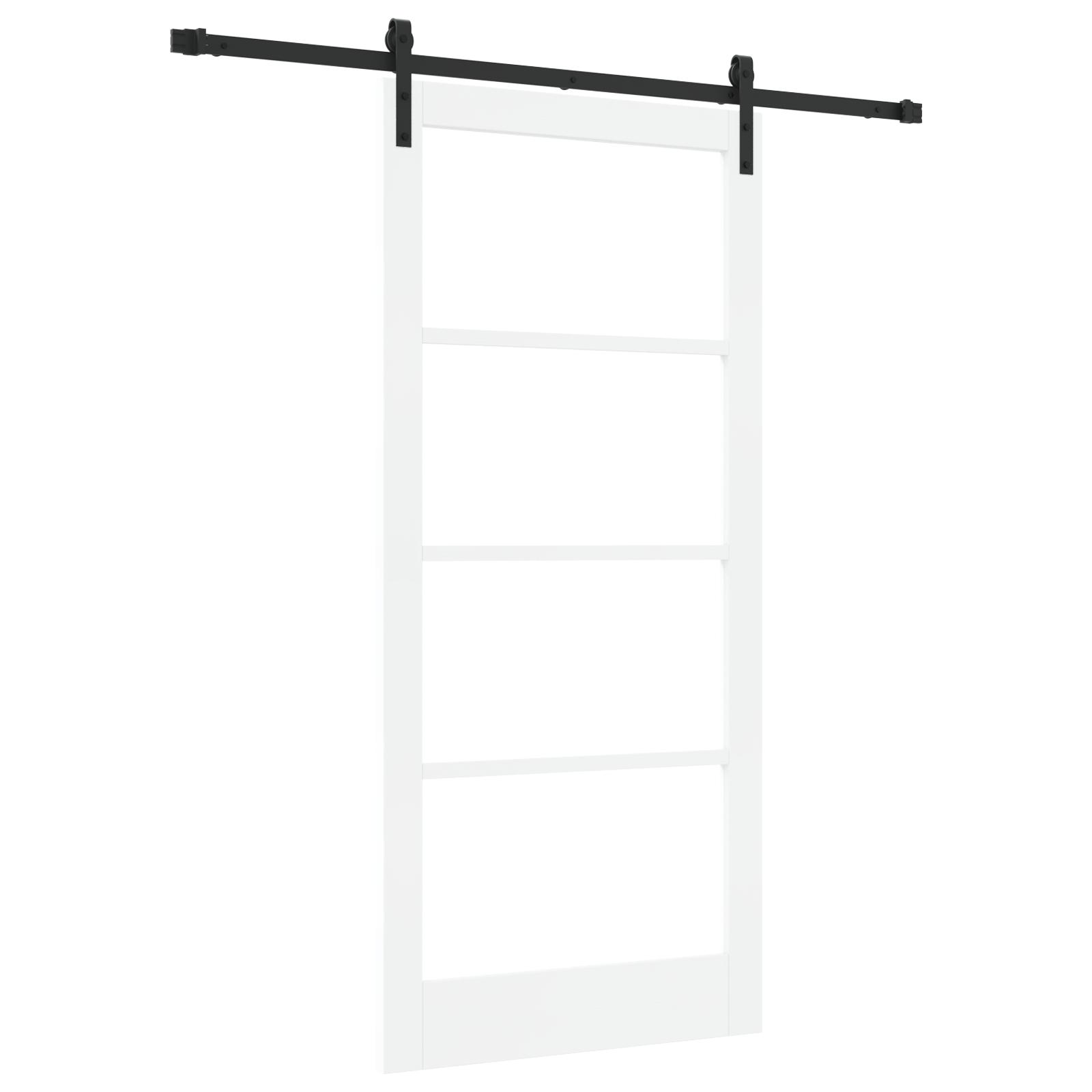 Skydedør ORKDAL - hvid/sort 93 × 202 cm i fyrretræ og glas billede
