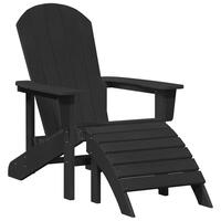 Adirondack stol med fodstøtte sort HDPE
