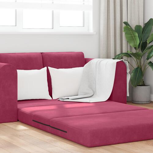 Floor Sofa Bed 2-i-1 Vinrød 148x71x83 cm Velour