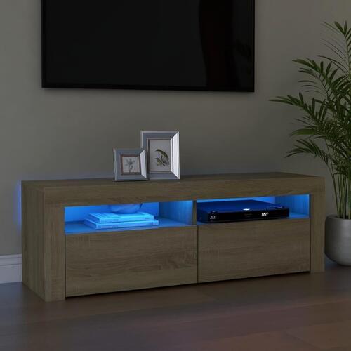 Tv-bord med LED-lys 120x35x40 cm sonoma-eg