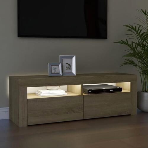Tv-bord med LED-lys 120x35x40 cm sonoma-eg