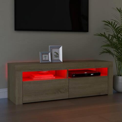 Tv-bord med LED-lys 120x35x40 cm sonoma-eg