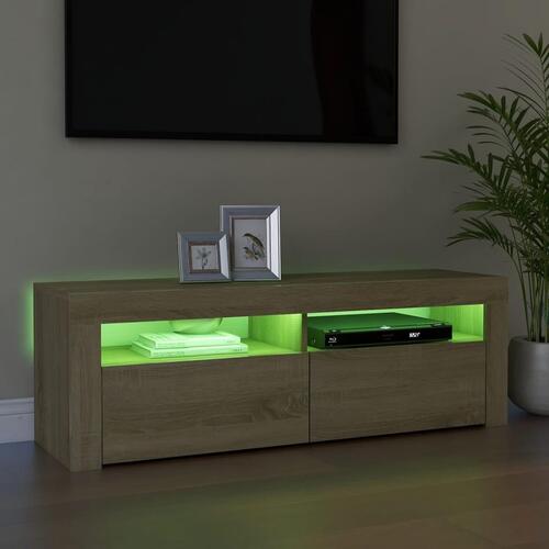 Tv-bord med LED-lys 120x35x40 cm sonoma-eg
