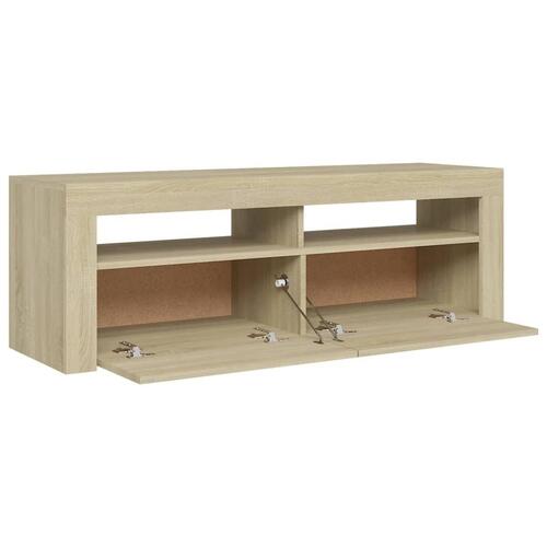 Tv-bord med LED-lys 120x35x40 cm sonoma-eg