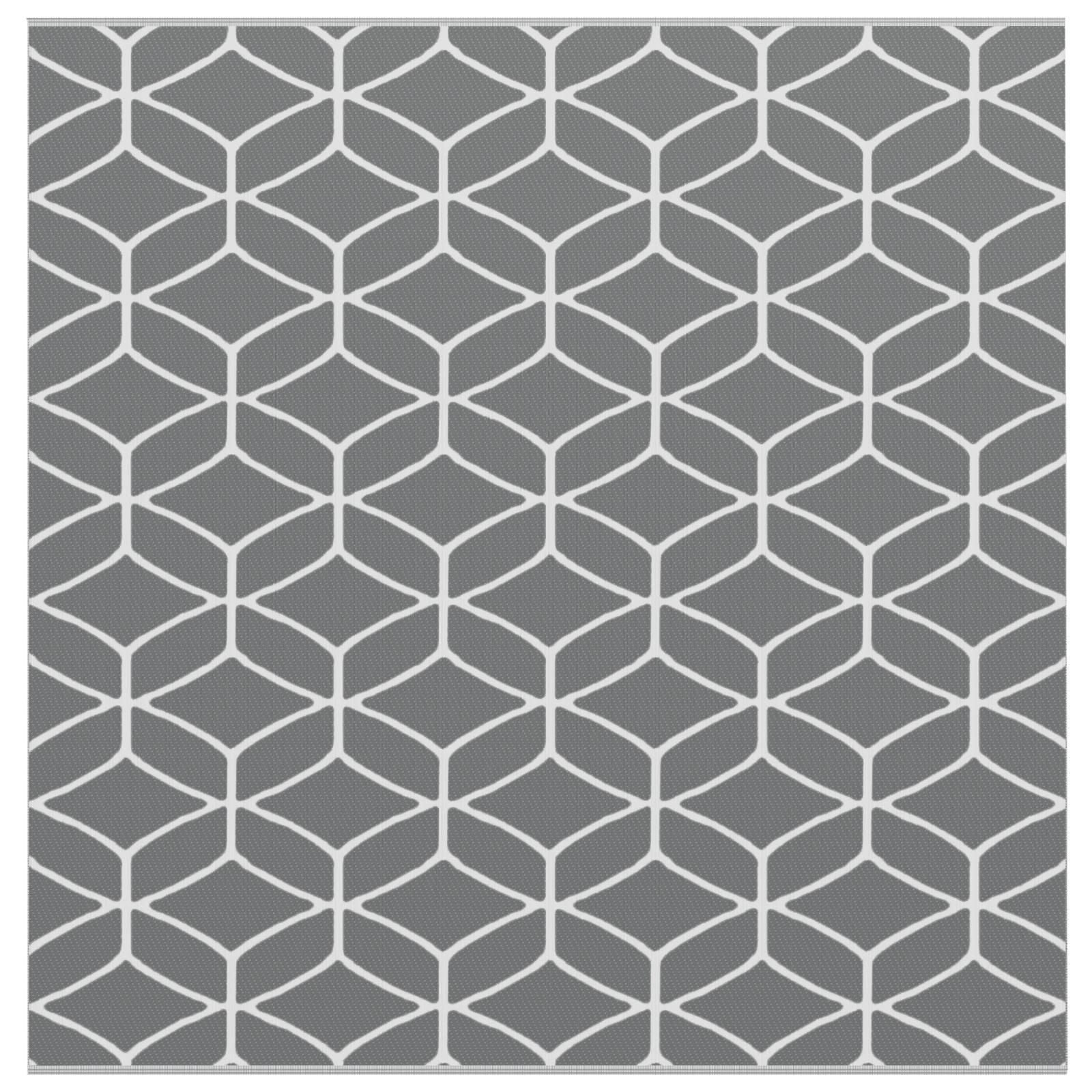 Udendørstæppe ARAKIL Grå og Hvid Polyester Stor Sammenfoldelig