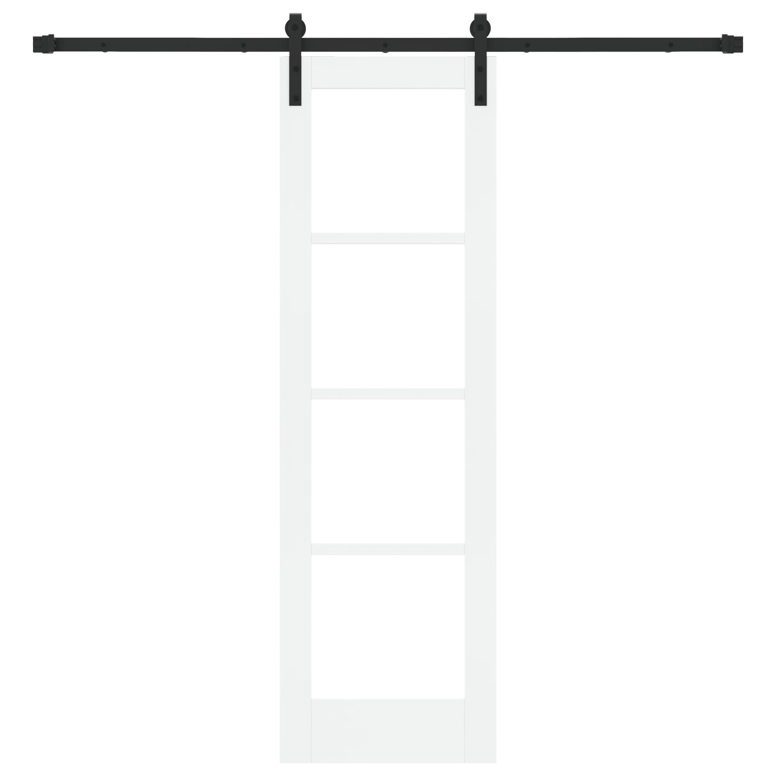 Skydedør ORKDAL - hvid/sort 61 × 198,5 cm i fyrretræ og glas billede
