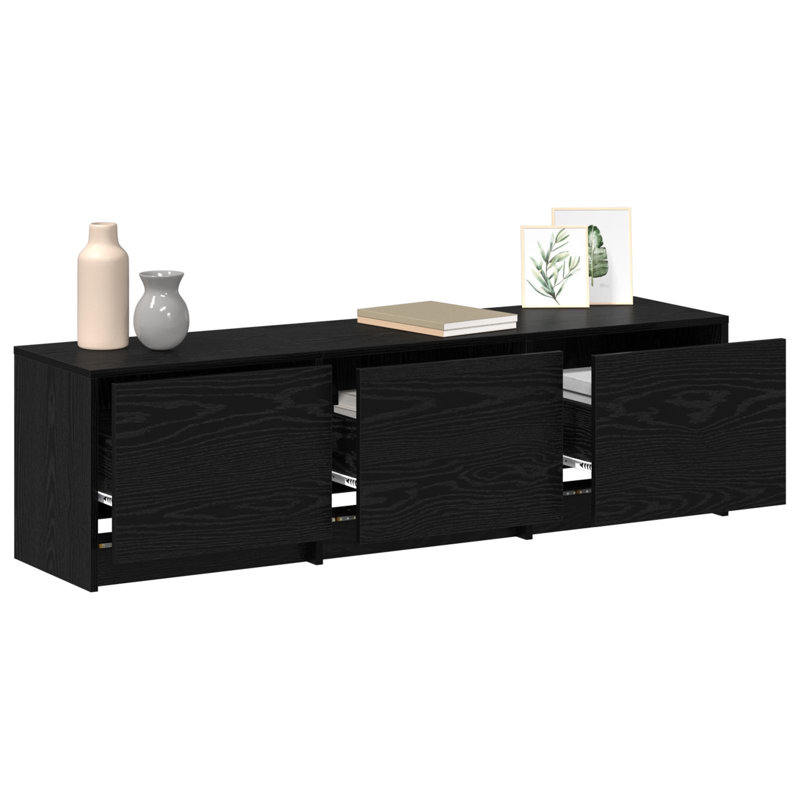 TV Skab med LED Sort Eg 140x34x40 cm Konstrueret Træ