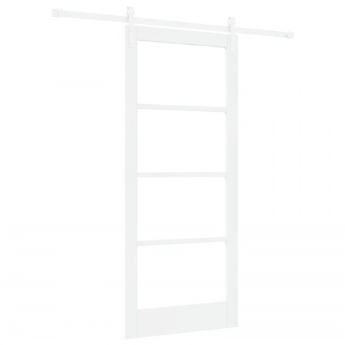 Glidende Dør med Hardware Sæt "ORKDAL" Hvid Massivt Træ & Glas, Indendørs Dør med Glas "ORKDAL" Hvid 86x198.5x4 cm