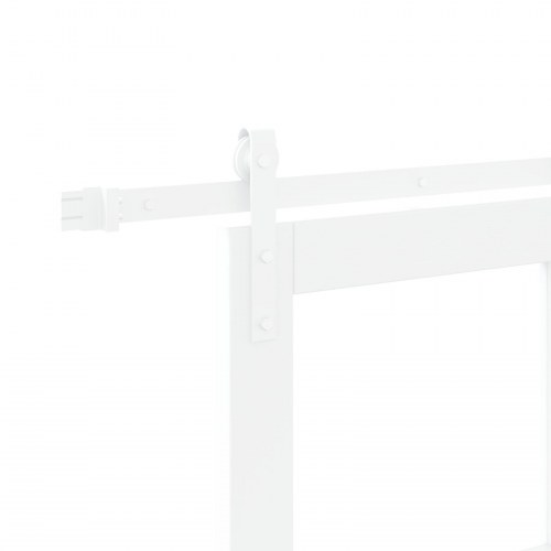 Glidende Dør med Hardware Sæt "ORKDAL" Hvid Massivt Træ & Glas, Indendørs Dør med Glas "ORKDAL" Hvid 86x198.5x4 cm