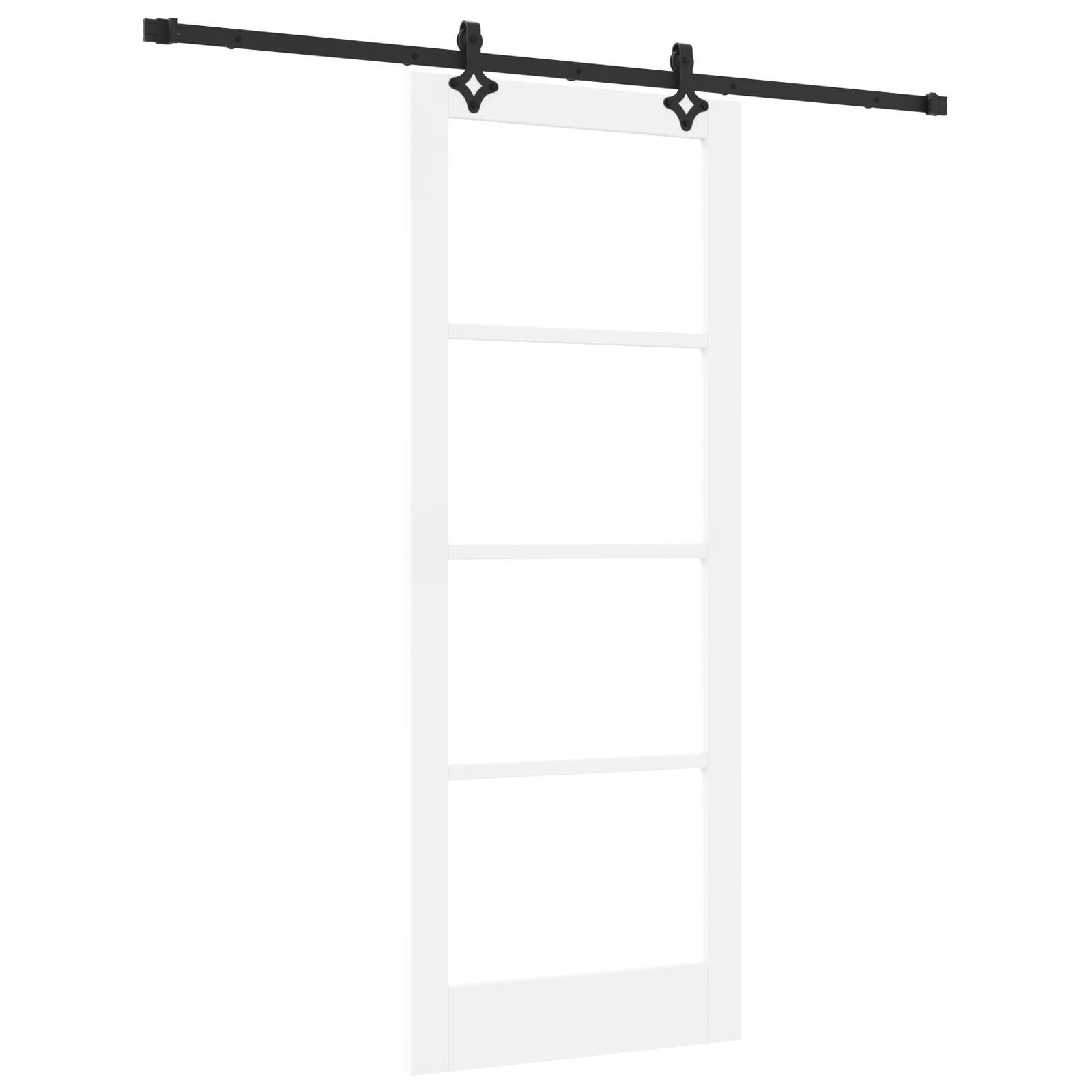 Skydedør ORKDAL - hvid/sort 83 × 211 cm i fyrretræ og glas billede