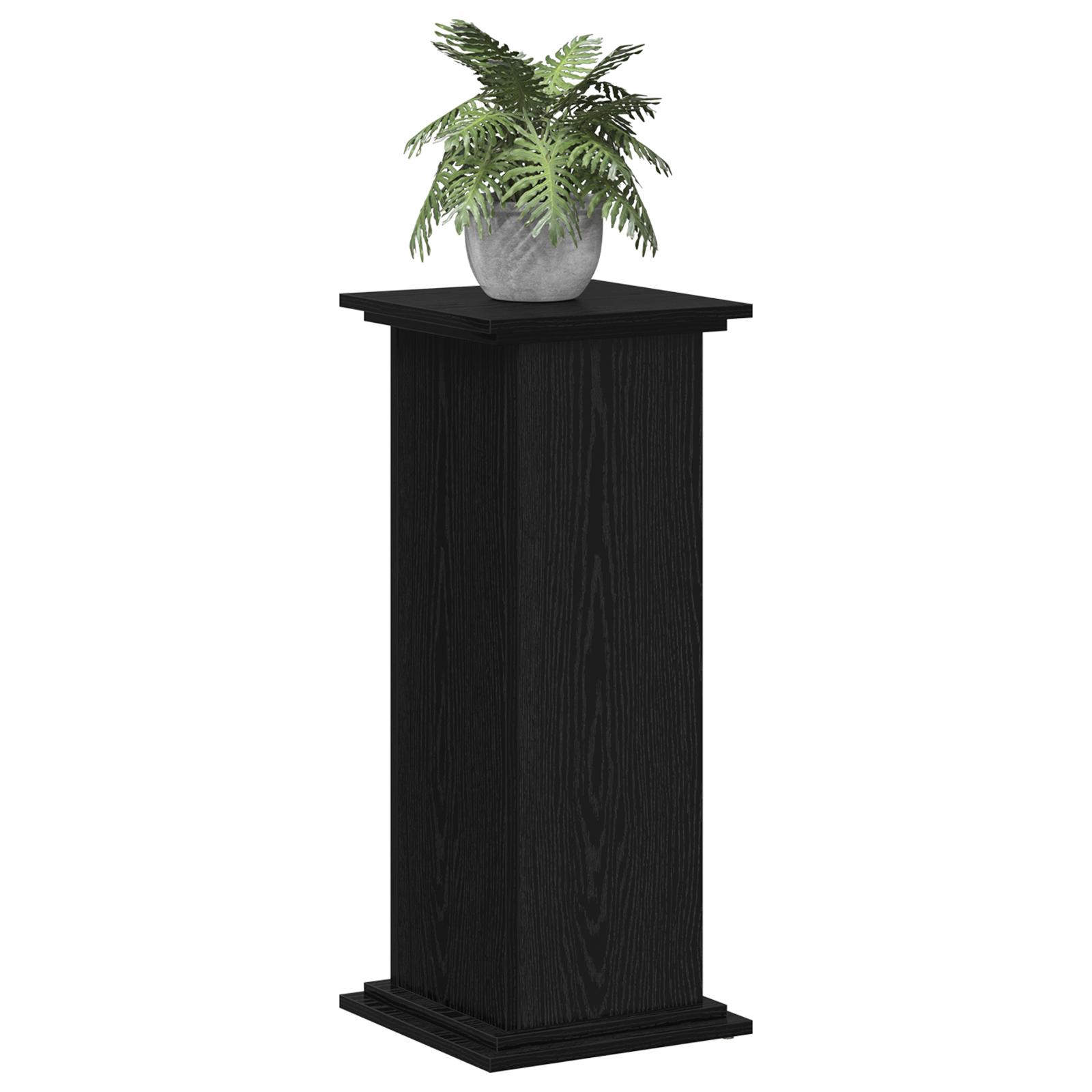 Plantestativ Sort egetræ 33x33x80 cm konstrueret træ
