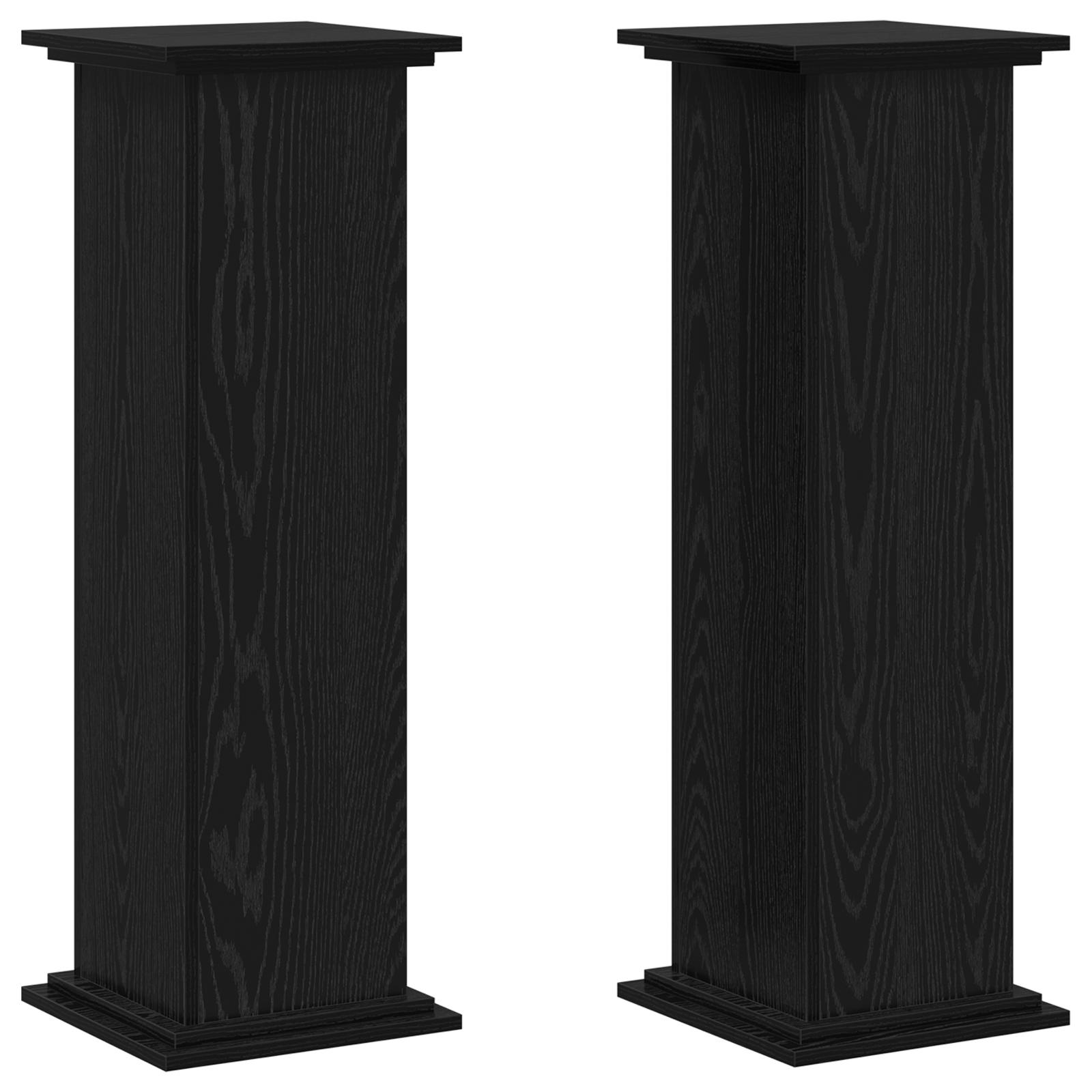 Plantestativ Sort Egetræ 33x33x100 cm Engineered Wood