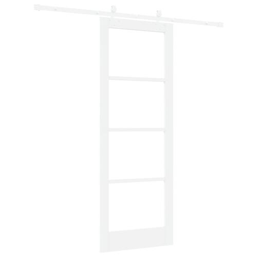 Glidende Dør med Hardware Sæt Hvid 78x211 cm Solid Træ Fyr, Indvendig Dør med Glas "ORKDAL" Hvid 78x211x4 cm