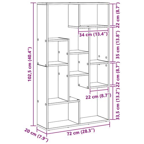 Bogreol Artisan Eg 72x20x120 cm Konstrueret træ