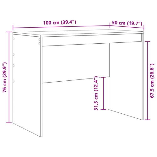 Skrivebord Hvid Spånplade 100 x 50 x 76 cm Opbevaring