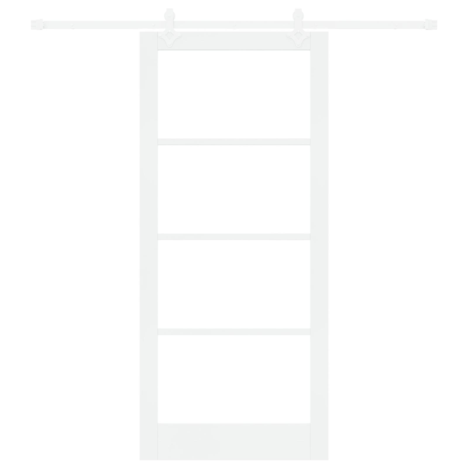 Skydedør hvid 93 × 211 cm - massivt fyrretræ og glas billede