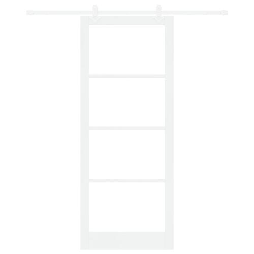 Glidende dør med hardware sæt Hvid 93x232 cm Massivt træ fyrretræ, indvendig dør med glas 'ORKDAL'Hvid 93x232x4 cm
