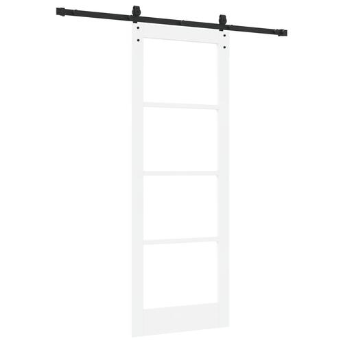 Skydedør med hardware sæt Hvid 78x211 cm Massivt fyrretræ, Indvendig dør med glas 'ORKDAL'Hvid 78x211x4 cm