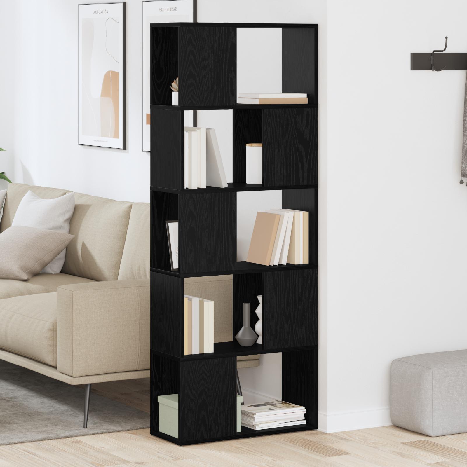 Reol Sort egetræ Konstrueret træ 60 x 24 x 155 cm