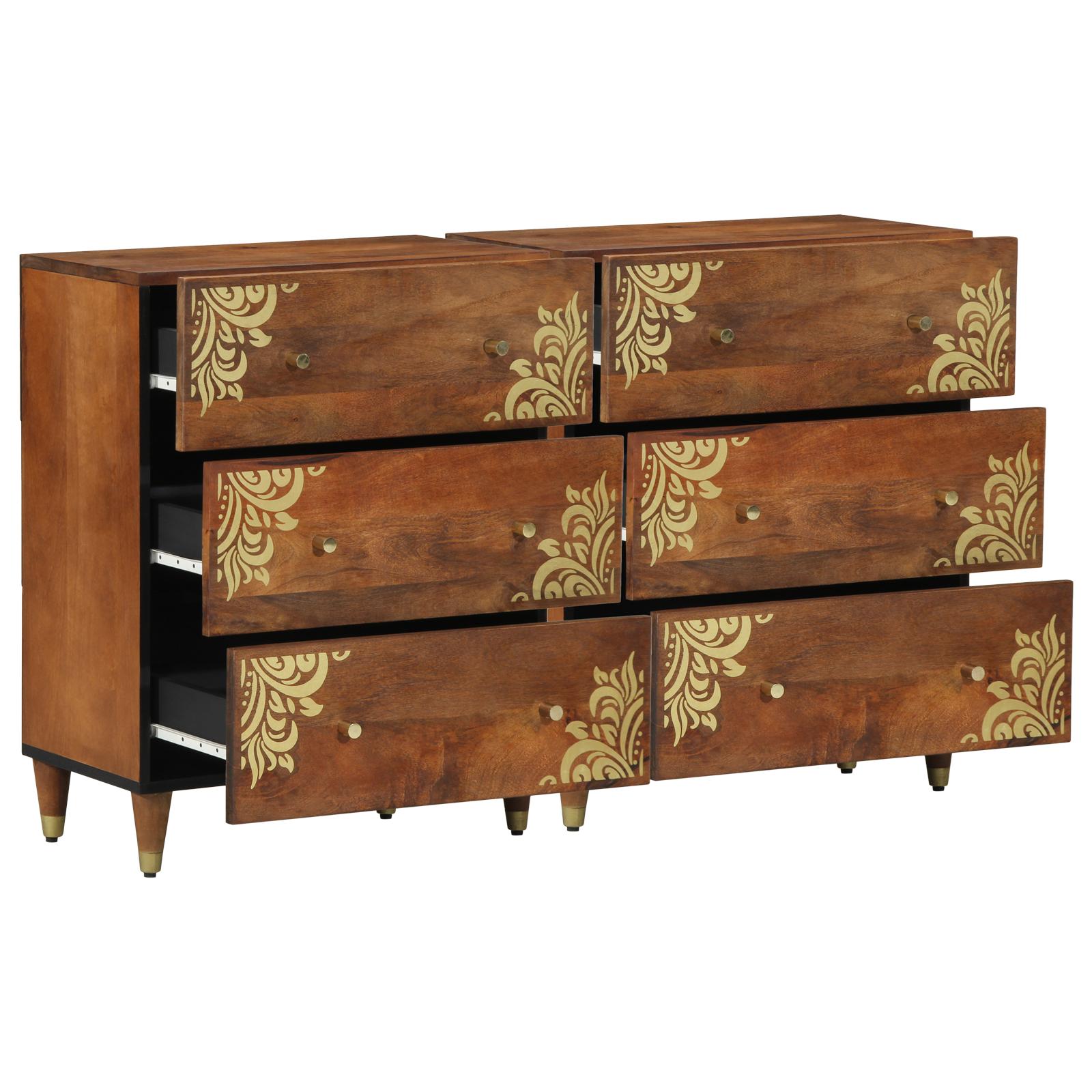 Sideboards 2 stk Honningbrun 60x33.5x75 cm Massivt Mango Træ,  Sideboard 60x33x75 cm Massivt Træ Mango
