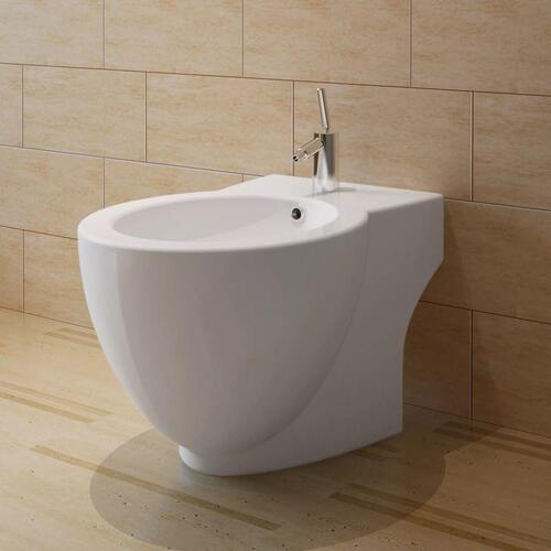 Hvidt keramisk toilet & bidet sæt