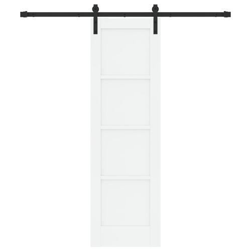 Glidende Dør med Hardware Sæt Hvid 61x198.5 cm Massivt Fyrretræ, Indendørs Dør 'ORKDAL'Hvid 61x198.5x4 cm Massivt Fyrretræ