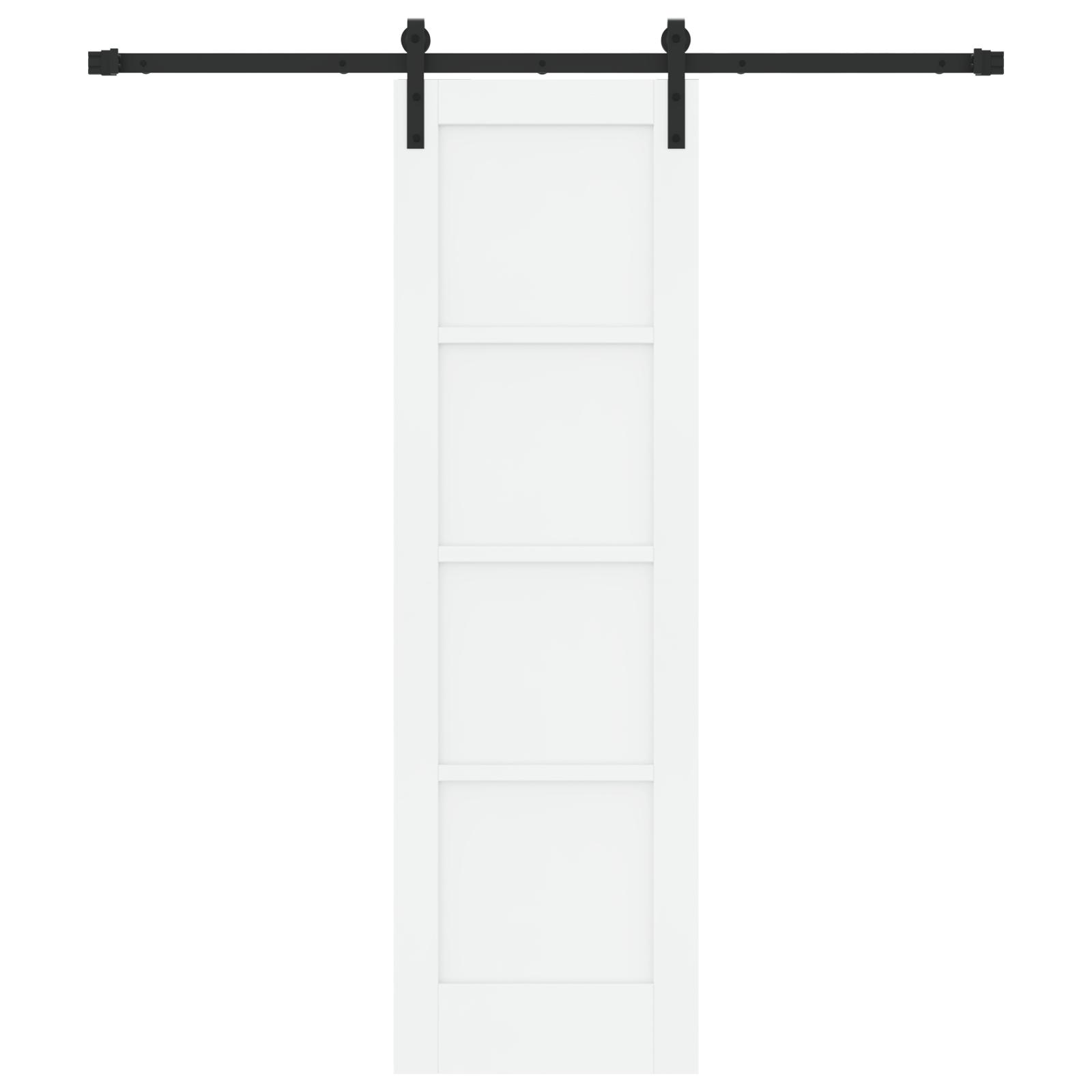 Glidende Dør med Hardware Sæt Hvid 61x198.5 cm Massivt Fyrretræ, Indendørs Dør 'ORKDAL'Hvid 61x198.5x4 cm Massivt Fyrretræ