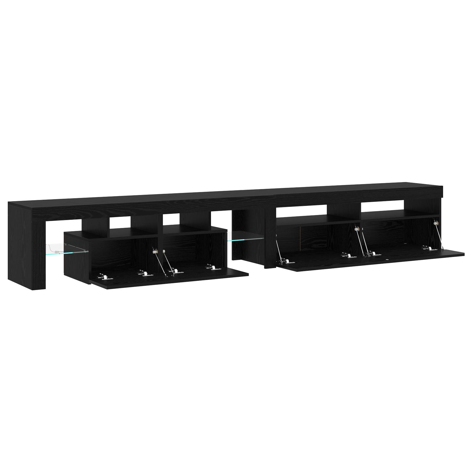TV skabe 2 stk med LED lys sort egetræ,  TV skab med LED sort egetræ 120x35x40 cm konstrueret træ