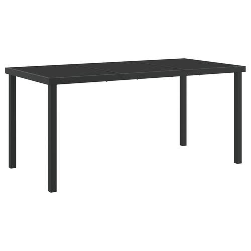 5 Stykker Havemøbelsæt med Hynder Sort Poly Rattan, Havetabel Sort 160x80x73 cm Tempereret Glas
