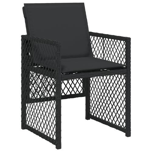 9 Delers Have Spisesæt med Polstring Sort Poly Rattan, Havebord Sort 200x80x73 cm Tempereret Glas
