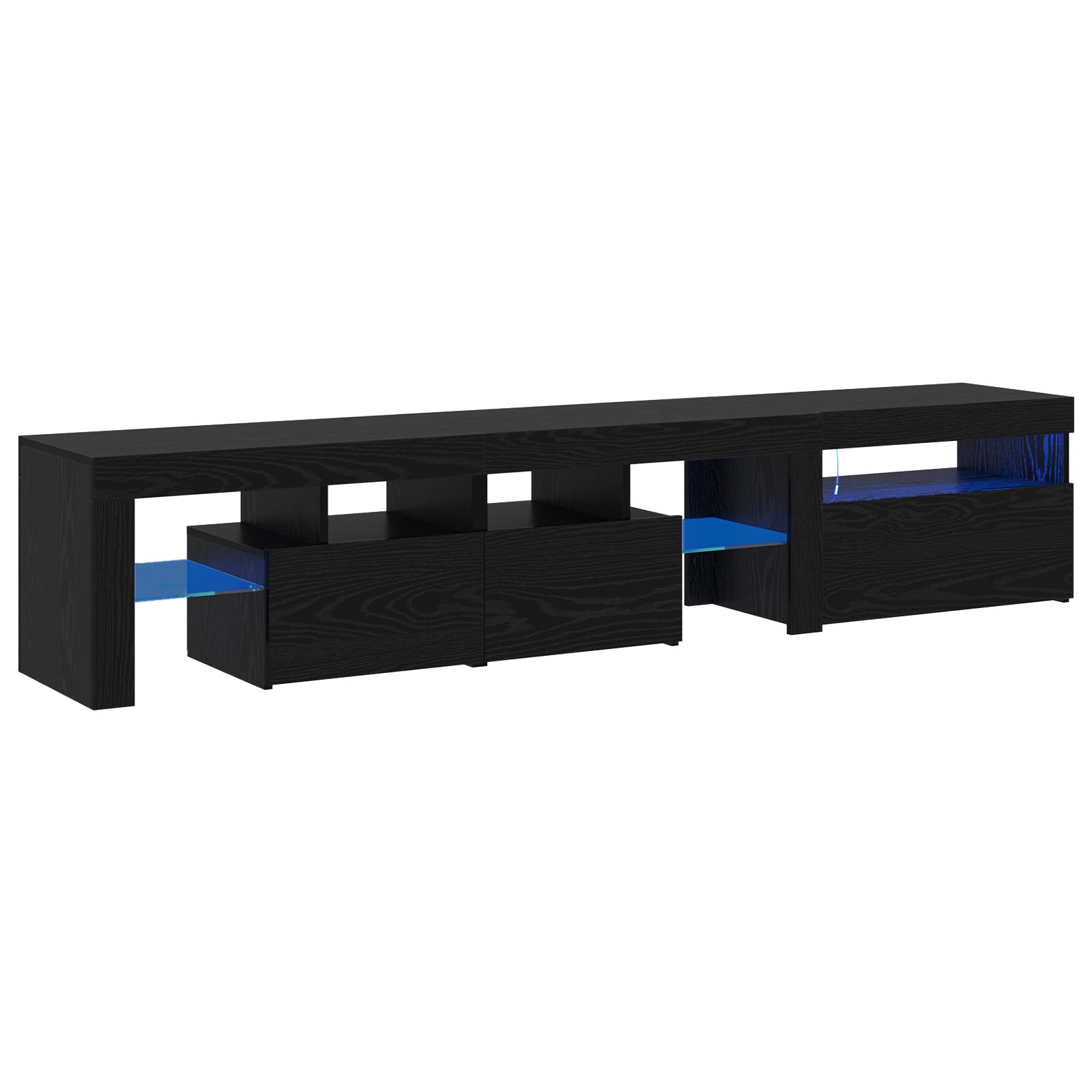 TV Skabe 2 stk med LED Lys Sort Egetræ Konstrueret Træ,  Sort Egetræ TV Stand med LED Lys, 60x35x40 cm, lavet af konstrueret træ