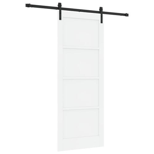 Glidende Dør med Hardware Sæt Hvid 83x211 cm Solid Træ Fyrretræ, Indvendig Dør 'ORKDAL'Hvid 83x211x4 cm Solid Træ Fyrretræ