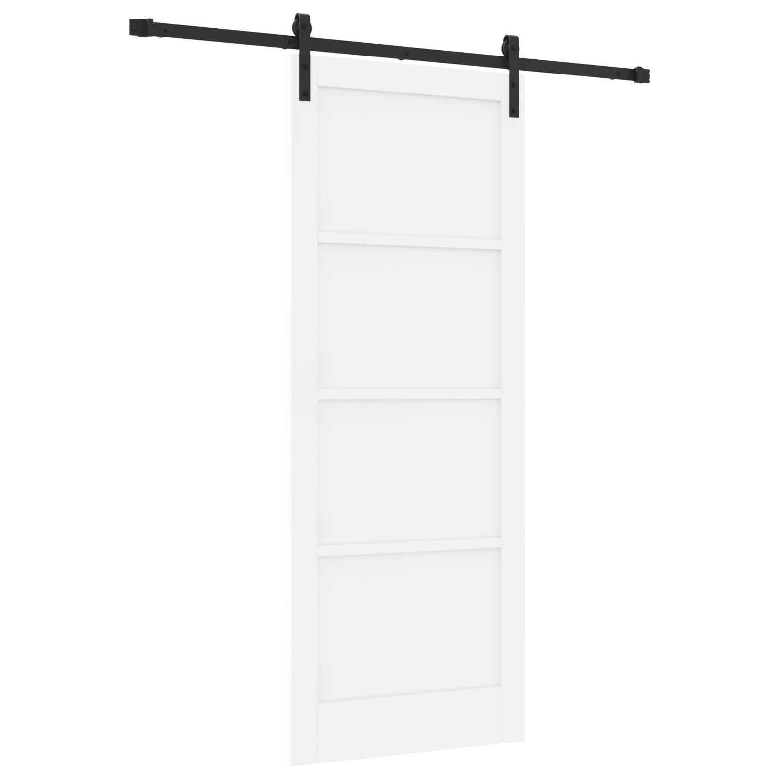 Glidende Dør med Hardware Sæt Hvid 83x211 cm Solid Træ Fyrretræ, Indvendig Dør 'ORKDAL'Hvid 83x211x4 cm Solid Træ Fyrretræ