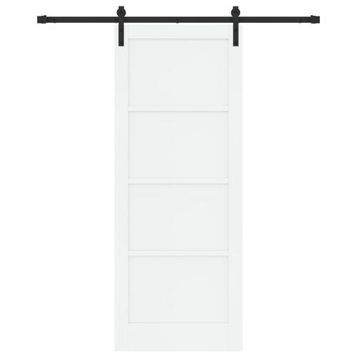Glidende Dør med Hardware Sæt Hvid 83x211 cm Solid Træ Fyrretræ, Indvendig Dør 'ORKDAL'Hvid 83x211x4 cm Solid Træ Fyrretræ
