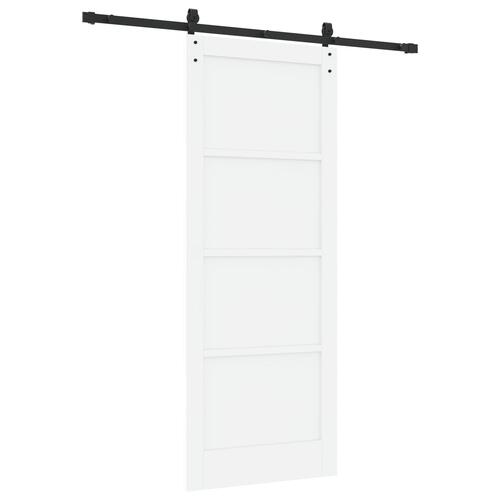 Glidende Dør med Hardware Sæt Hvid 83x211 cm Solid Træ Fyrretræ, Indvendig Dør 'ORKDAL'Hvid 83x211x4 cm Solid Træ Fyrretræ