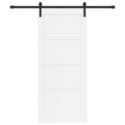Glidende Dør med Hardware Sæt Hvid 86x198,5 cm Solid Fyrretræ, Indvendig Dør 'ORKDAL'Hvid 86x198,5x4 cm Solid Fyrretræ