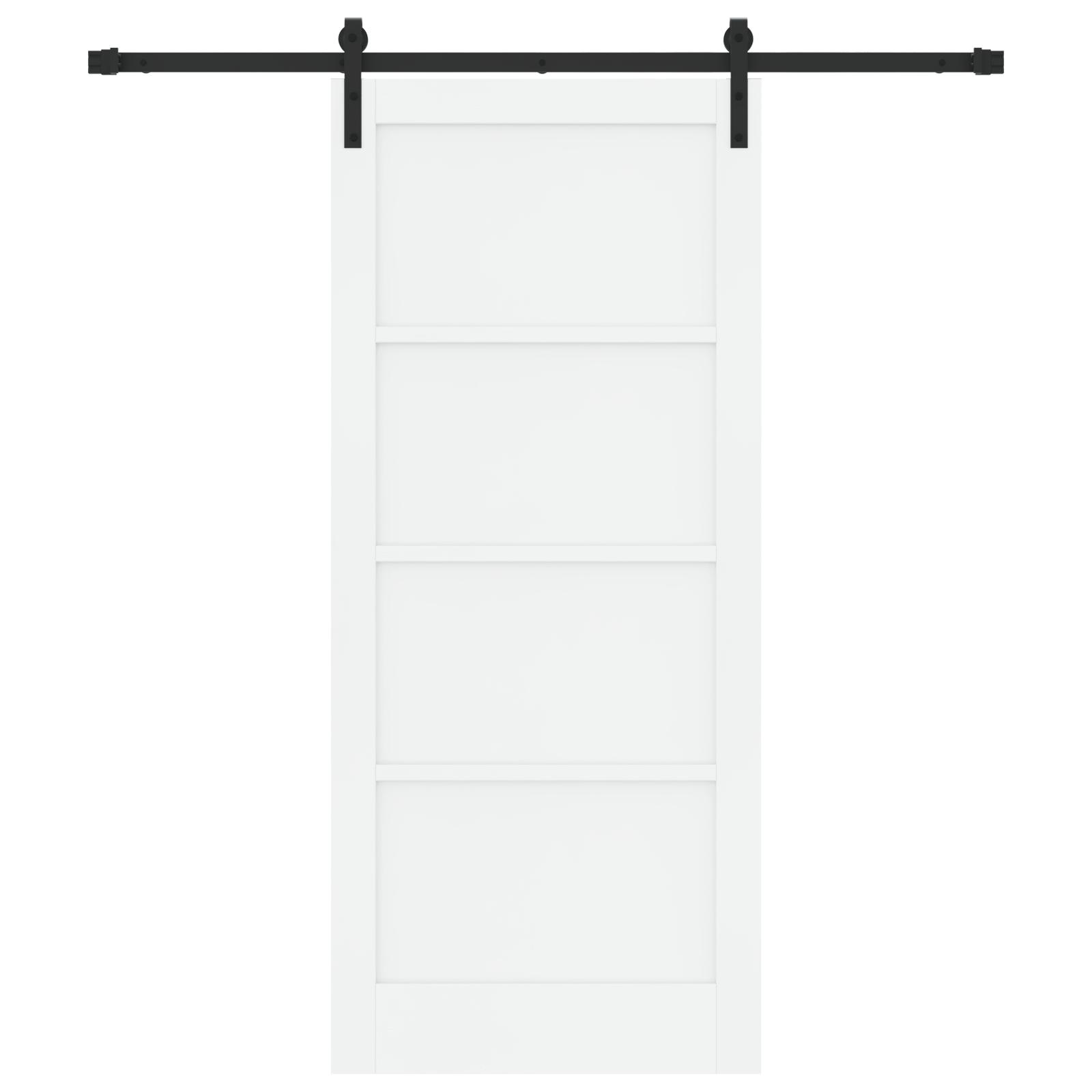 Glidende Dør med Hardware Sæt Hvid 86x198,5 cm Solid Fyrretræ, Indvendig Dør 'ORKDAL'Hvid 86x198,5x4 cm Solid Fyrretræ