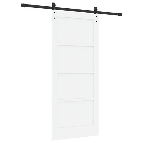 Glidende Dør med Hardware Sæt Hvid 86x198,5 cm Solid Fyrretræ, Indvendig Dør 'ORKDAL'Hvid 86x198,5x4 cm Solid Fyrretræ