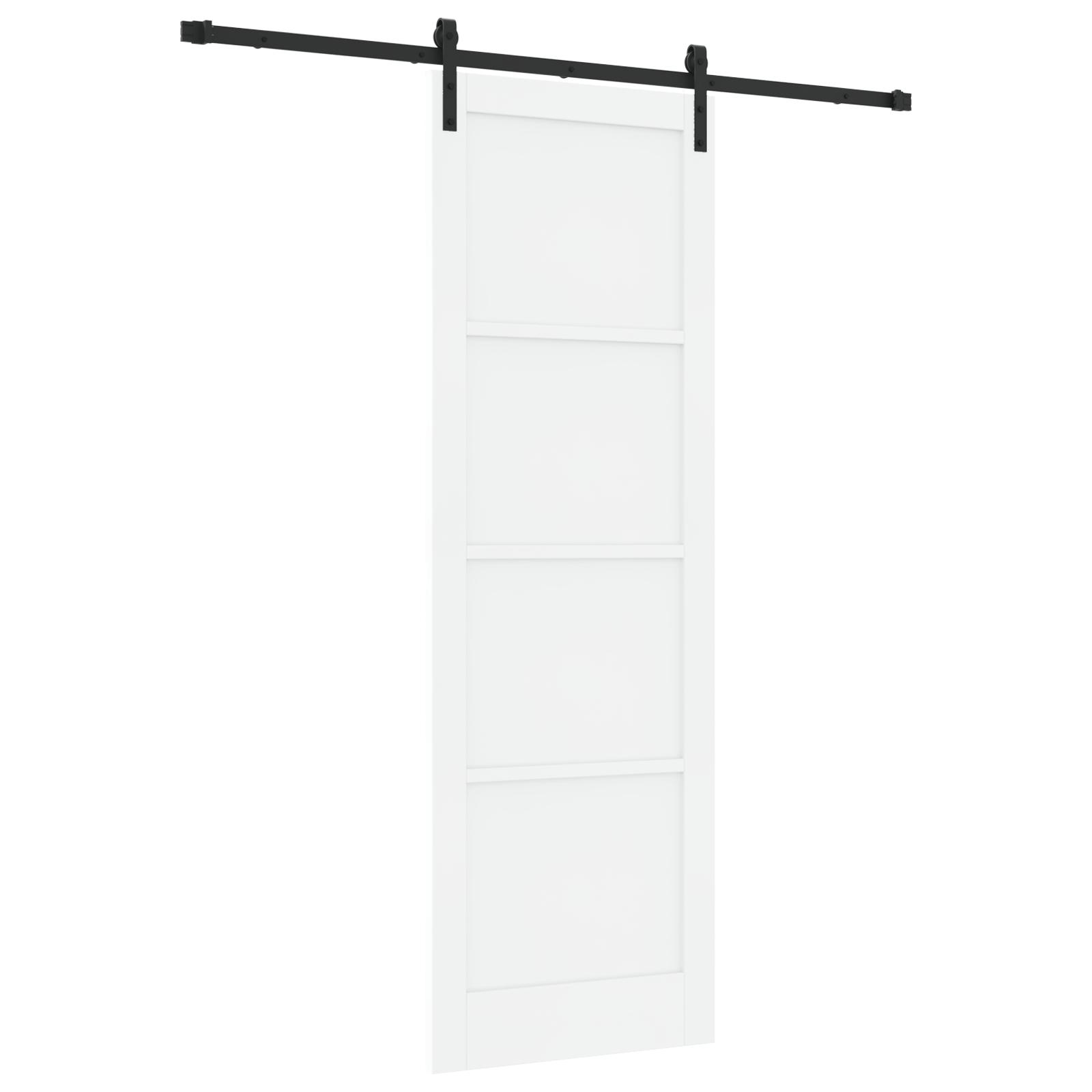 Glidende dør med hardware-sæt hvid 78x232 cm massivt fyrretræ,  indre dør 'ORKDAL'hvid 78x232x4 cm massivt fyrretræ