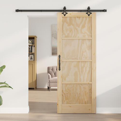 Skydedør med hardware sæt 78x202 cm massivt fyrretræ, indvendig dør 'ORKDAL'78x202x4 cm massivt fyrretræ