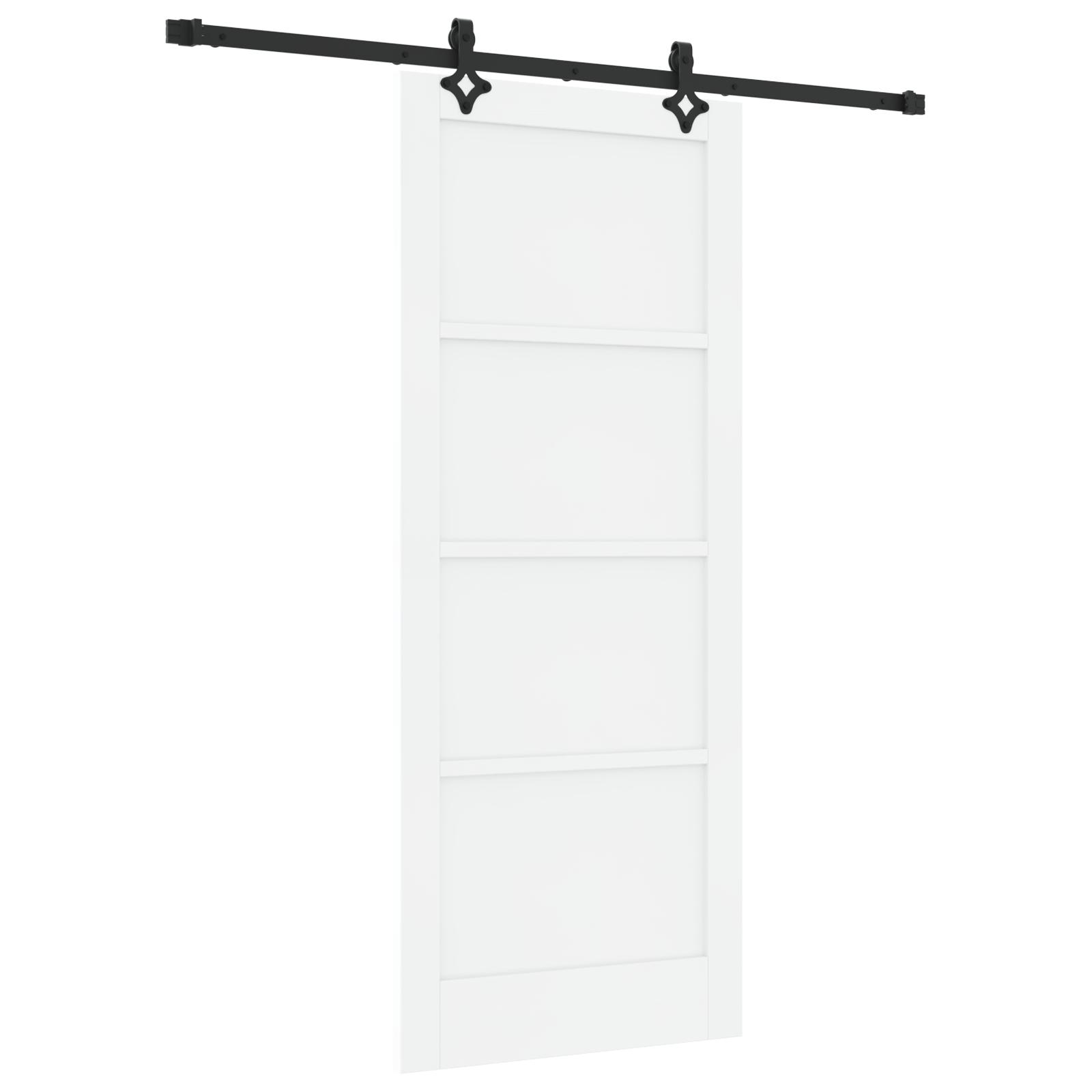 Glidende dør med hardware sæt Hvid 83x202 cm Massivt fyrretræ,  indvendig dør 'ORKDAL'Hvid 83x202x4 cm Massivt fyrretræ