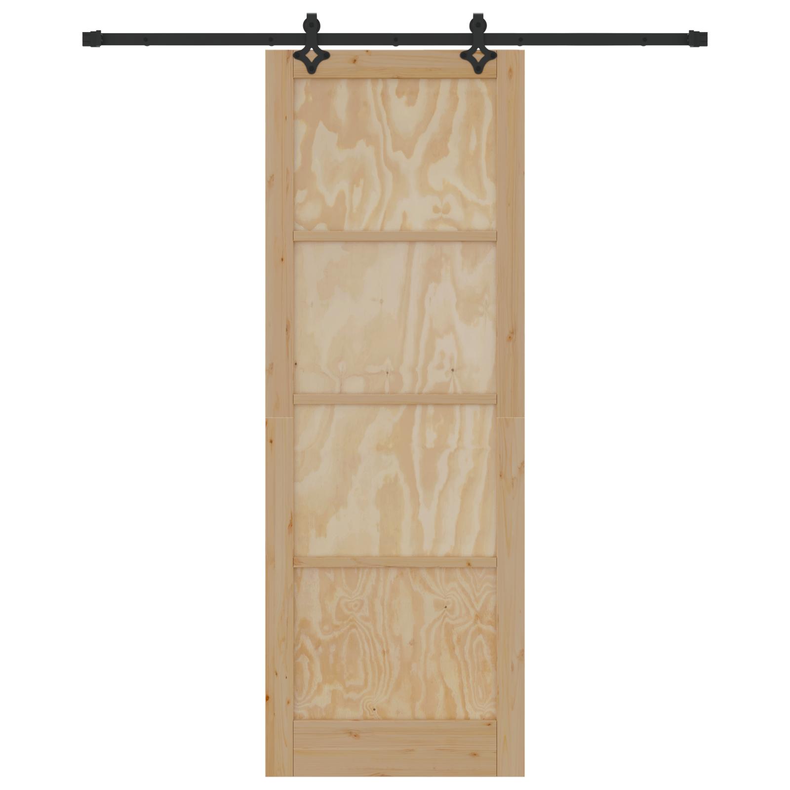 Skydedør med hardware sæt 83x232 cm Massivt fyrretræ,  indendørs dør 'ORKDAL'83x232x4 cm Massivt fyrretræ