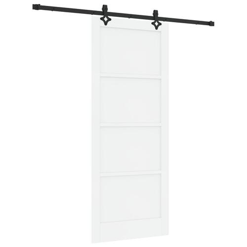 Glidedør med hardware sæt hvid 86x211 cm massiv fyr, indendørs dør 'ORKDAL'hvid 86x211x4 cm massiv fyr