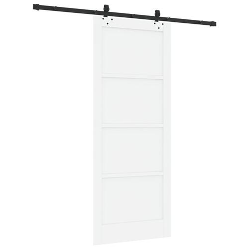 Glidedør med hardware sæt hvid 86x211 cm massiv fyr, indendørs dør 'ORKDAL'hvid 86x211x4 cm massiv fyr