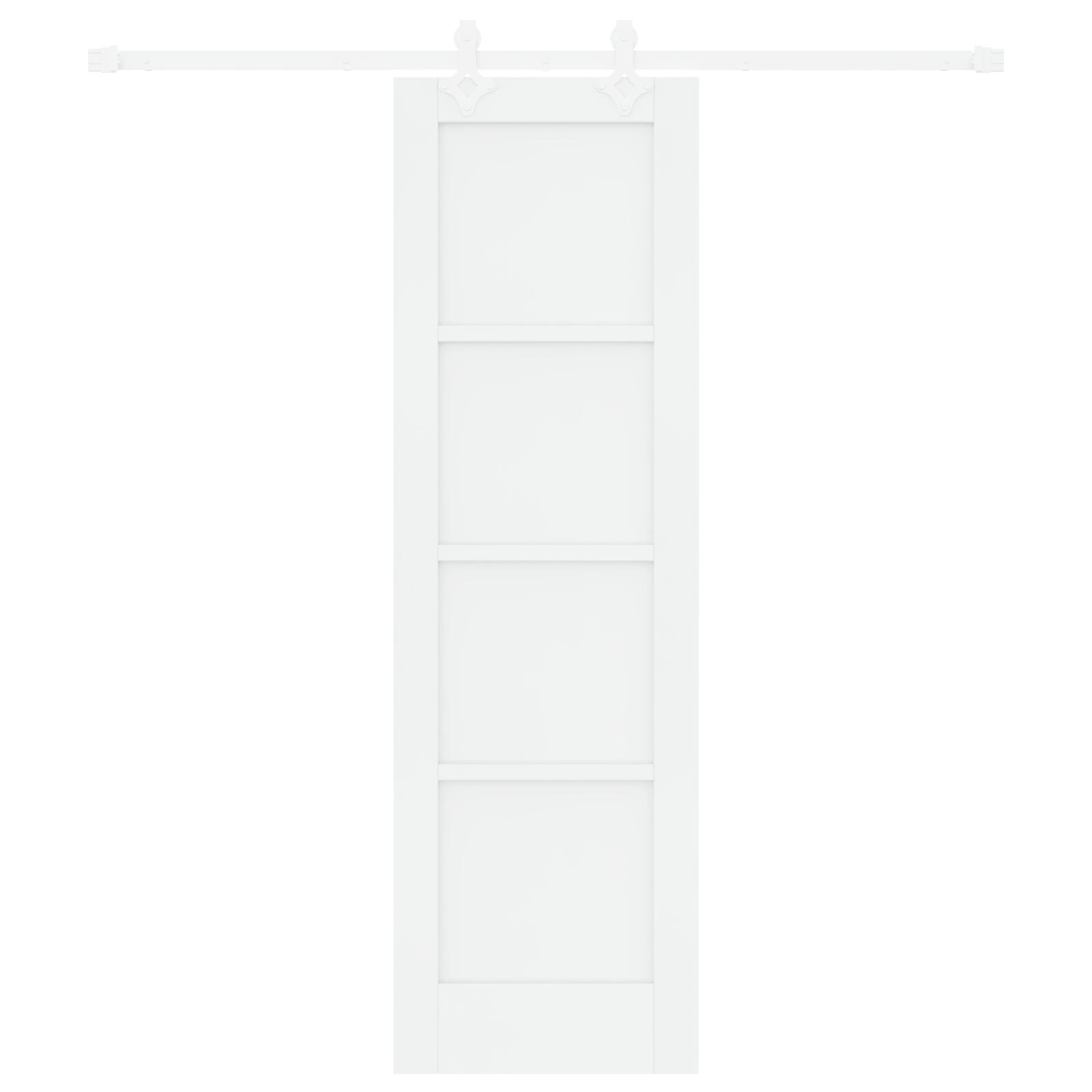 Glidende dør med hardware sæt hvid 61x198.5 cm solid fyrretræ, indvendig dør 'ORKDAL'hvid 61x198.5x4 cm solid fyrretræ