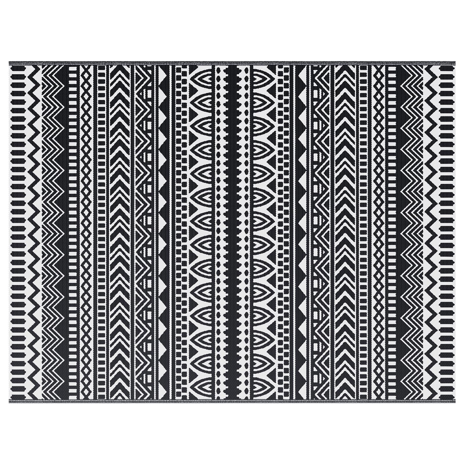 Udendørs tæppe ARAKIL Sort og hvid Stof, Polyester Stor Mønster
